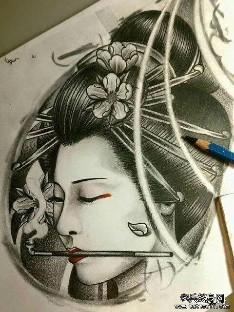 传统艺妓纹身图案