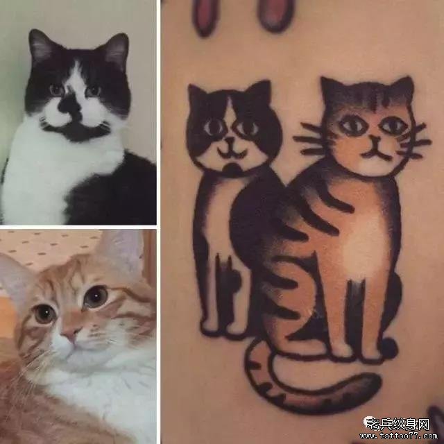手臂猫咪小清新纹身图案