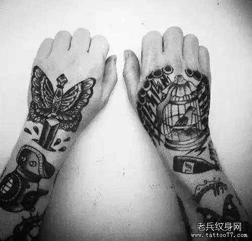 手背蝴蝶纹身图案