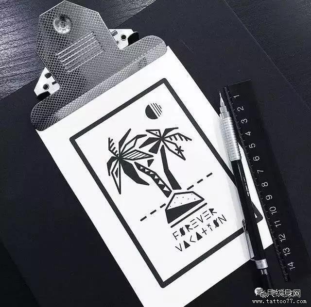 图腾椰子树纹身图案