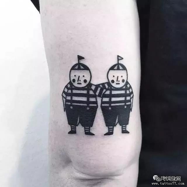 腿部卡通小清新纹身图案