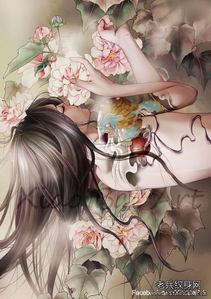 侧腰tattoo girl纹身图案由武汉最好的刺青网推荐
