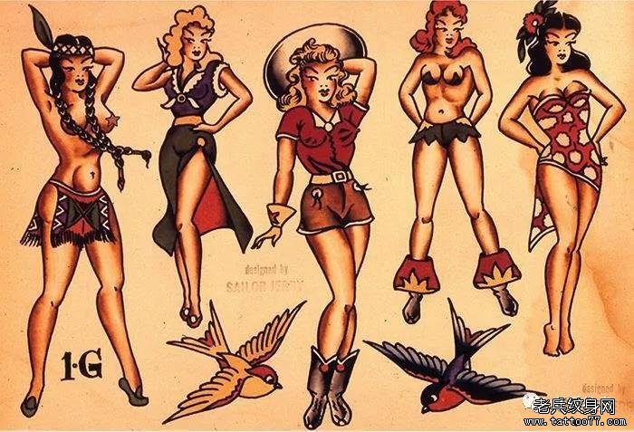 欧美女郎纹身图案