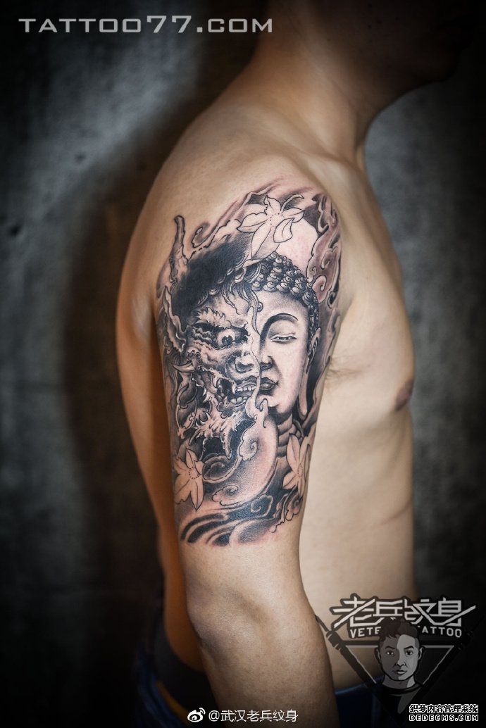 黑灰佛魔大臂tattoo图案