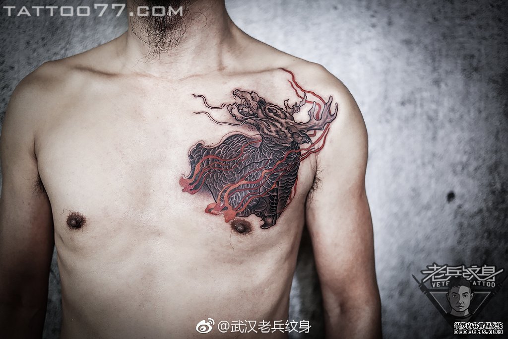 麒麟半甲纹身图案