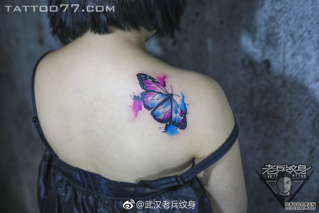 色彩蝴蝶后背tattoo作品