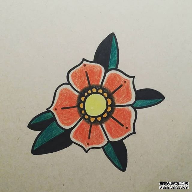 花朵色彩纹身手稿