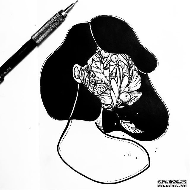 黑灰女郎手稿纹身图案
