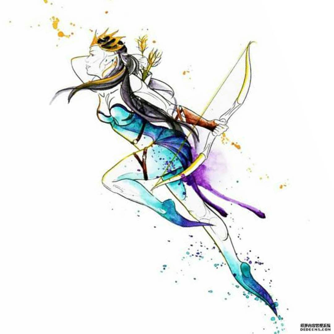 色彩射手纹身图案