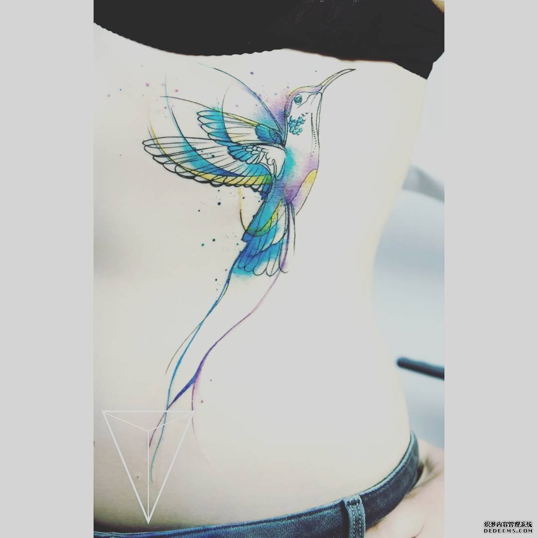 色彩小鸟文身图案