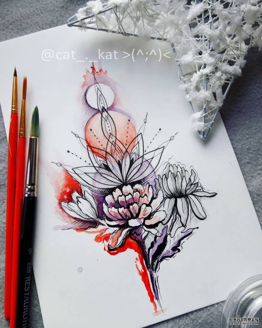 花梵花色彩纹身手稿