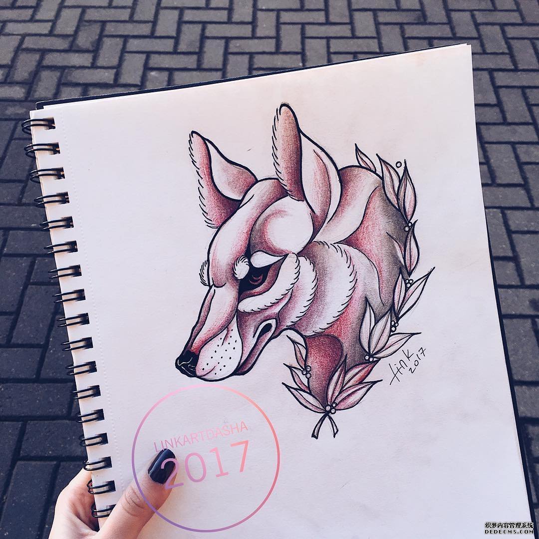 色彩动物纹身手稿