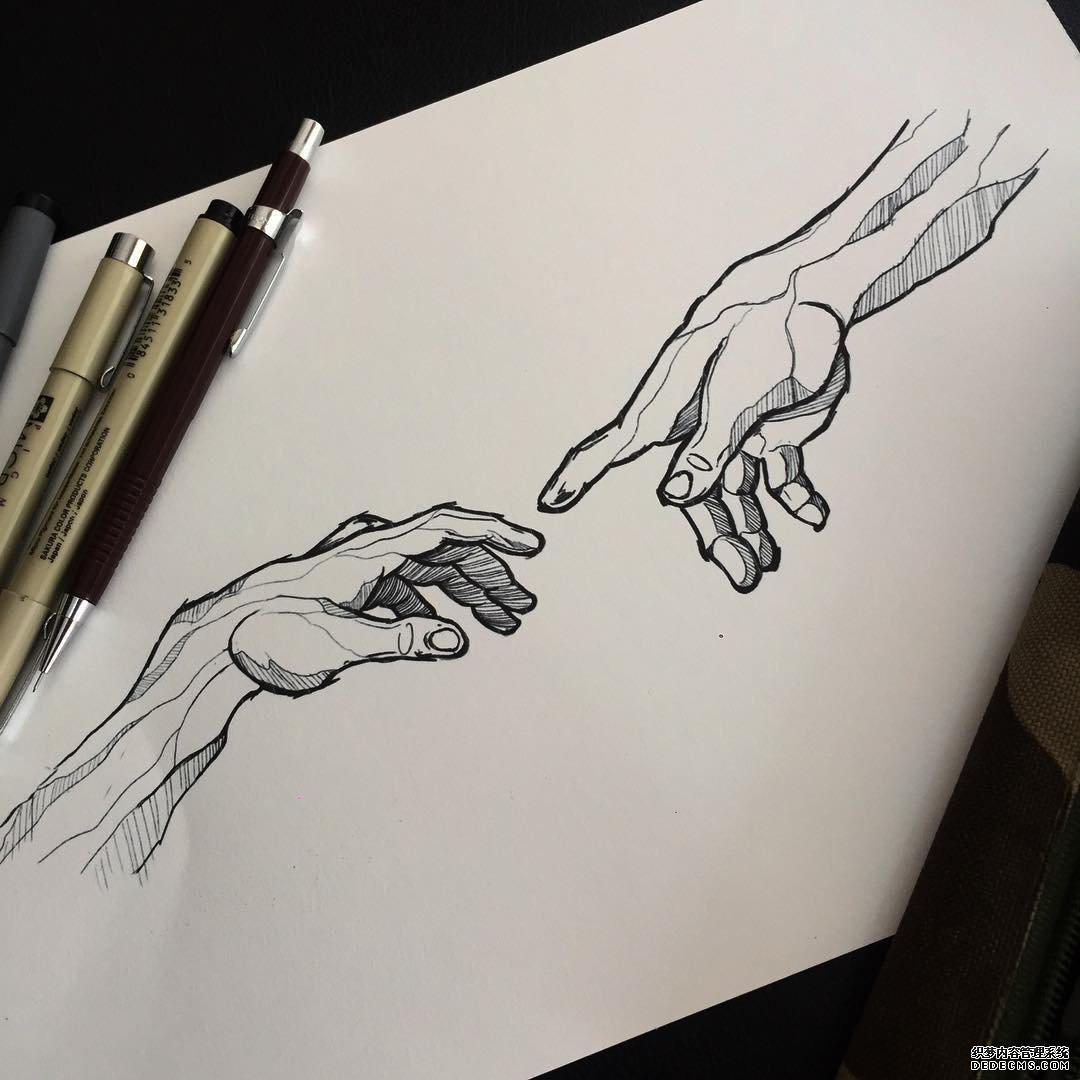 手线条纹身手稿