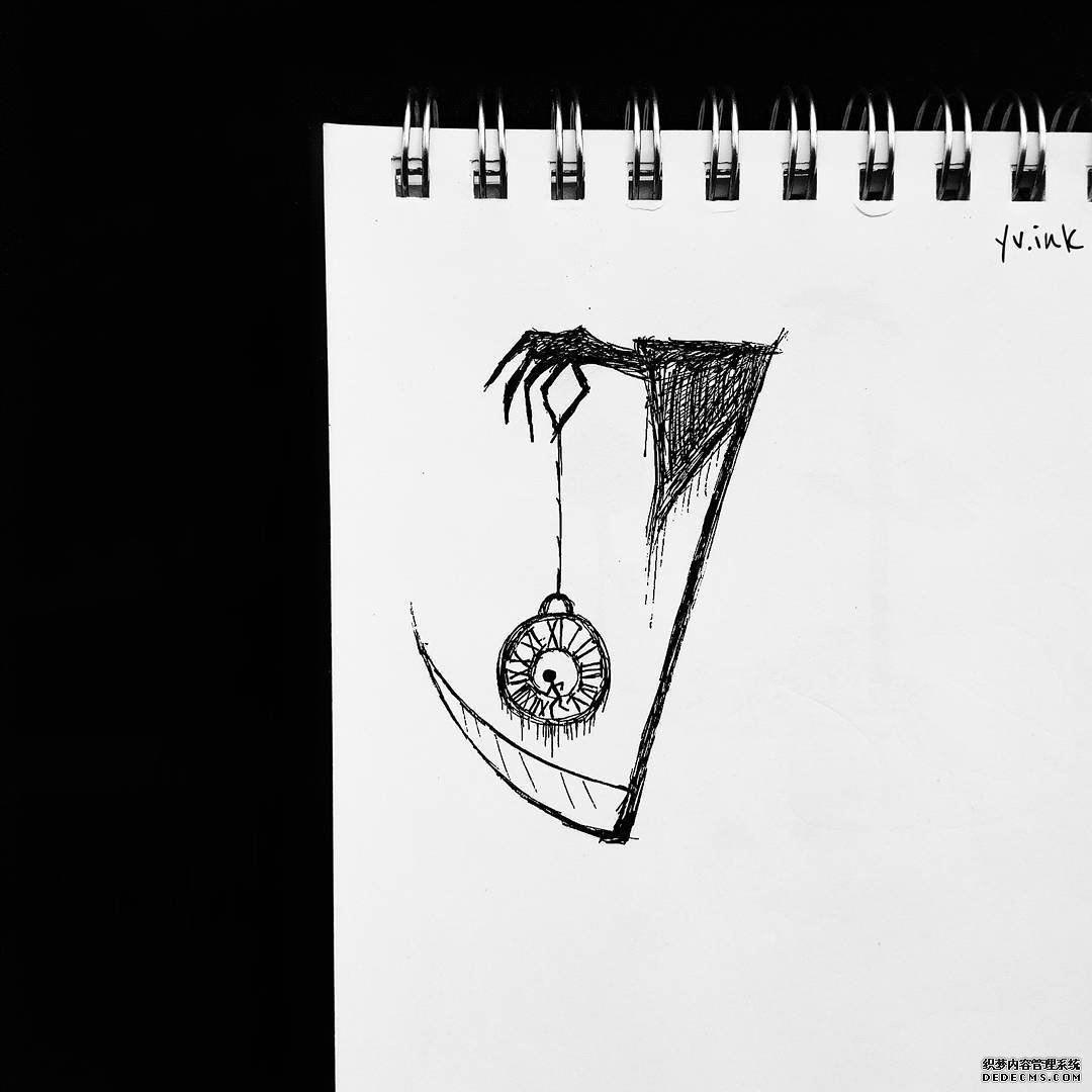 死神镰刀怀表纹身手稿