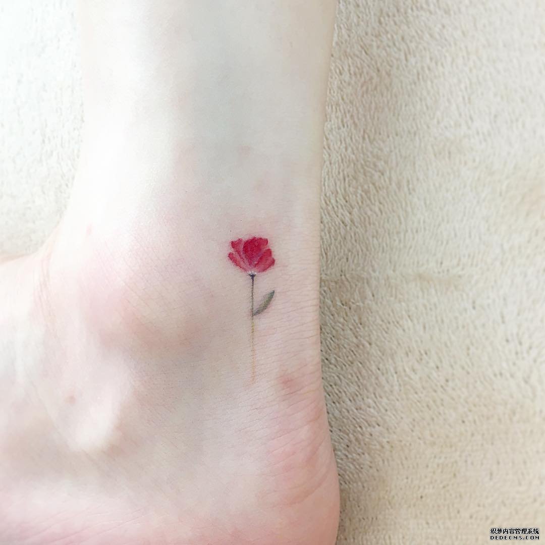 色彩花脚踝纹身图案
