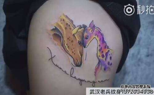 武汉老兵纹身长颈鹿纹身视频
