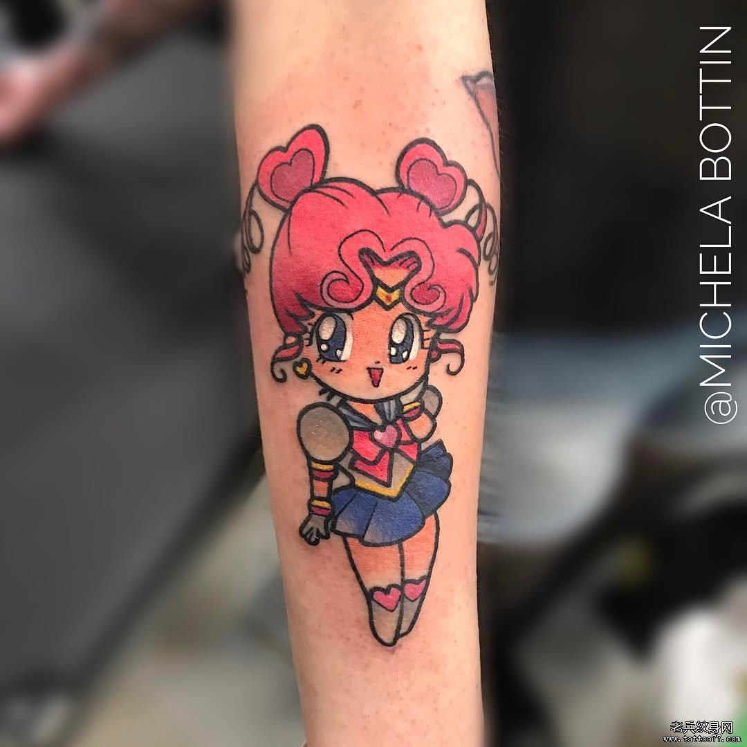 色彩卡通美少女战士手臂文身图案