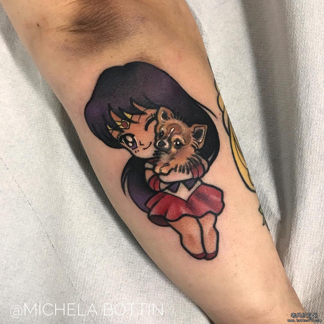 色彩卡通美少女战士tattoo图案