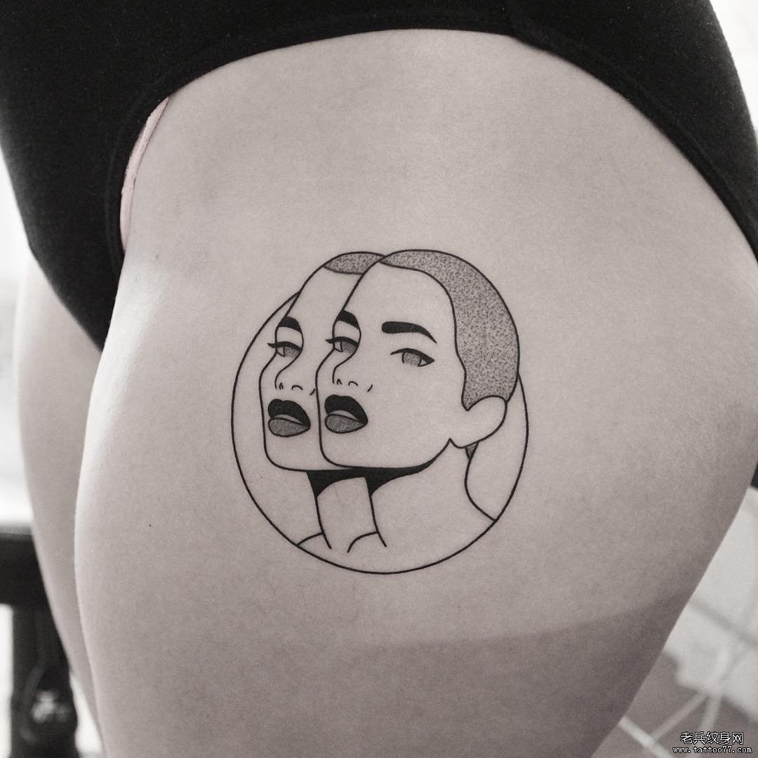 几何女郎纹身图案