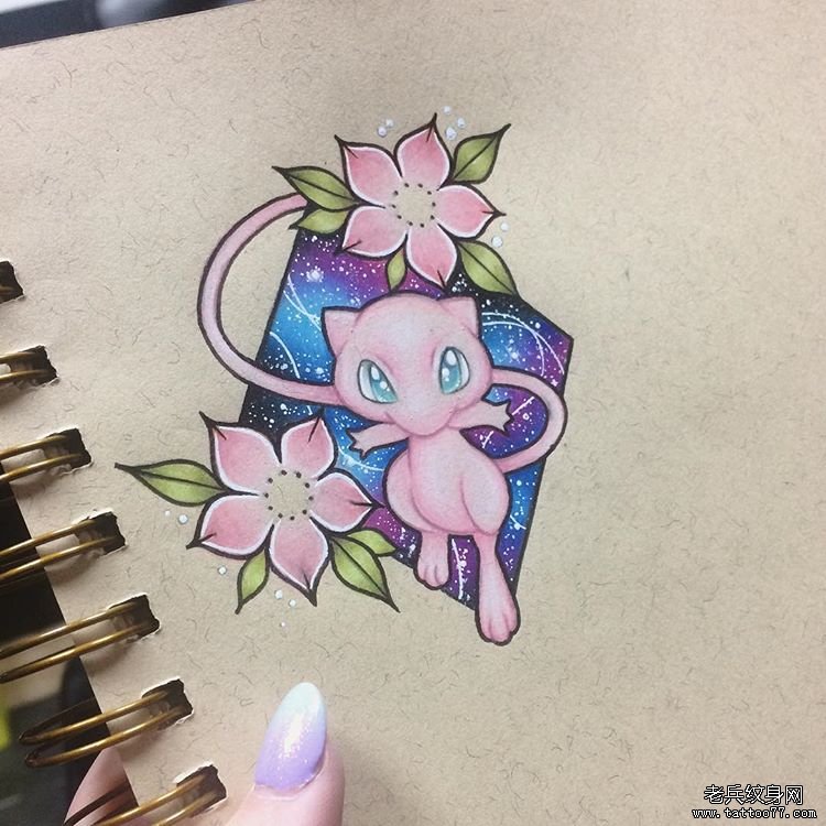 色彩卡通纹身手稿
