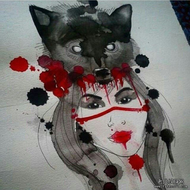 手稿女郎纹身图案