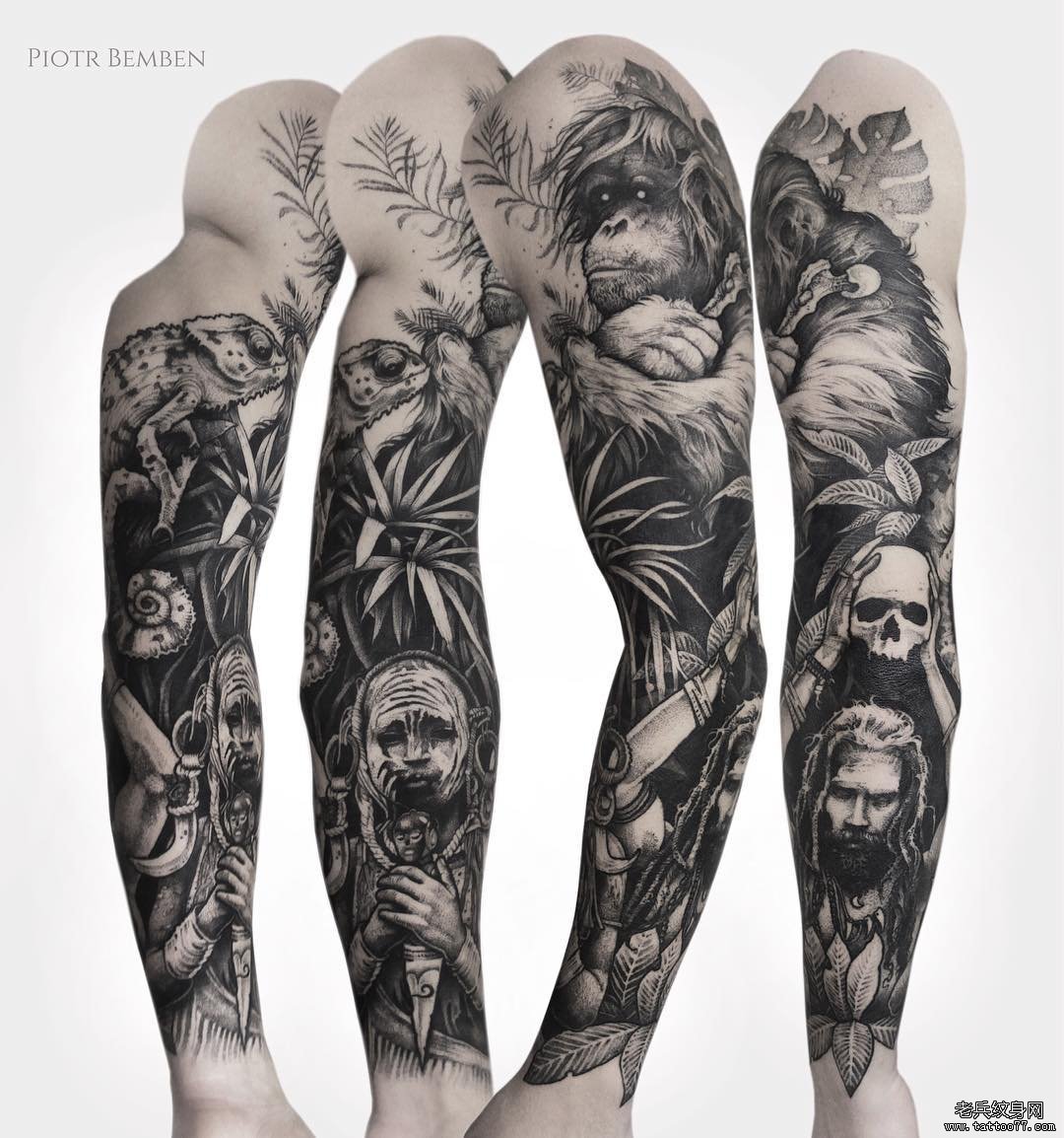 欧美猩猩骷髅人物纹身图案