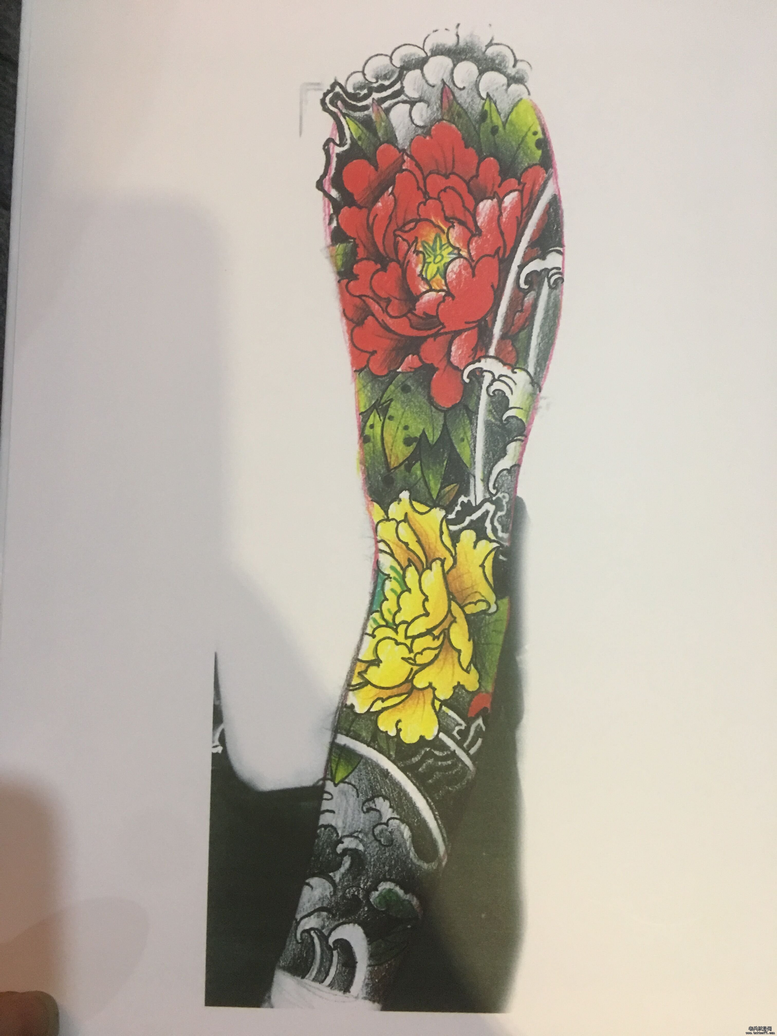 牡丹花臂纹身图案