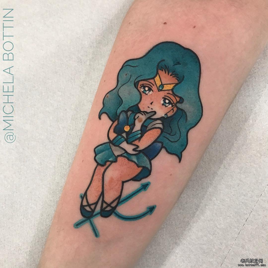 手臂色彩美少女战士纹身