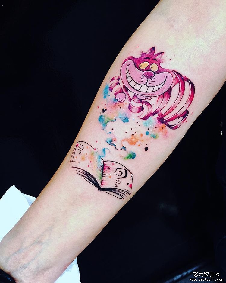 色彩泼墨卡通小臂tattoo图案