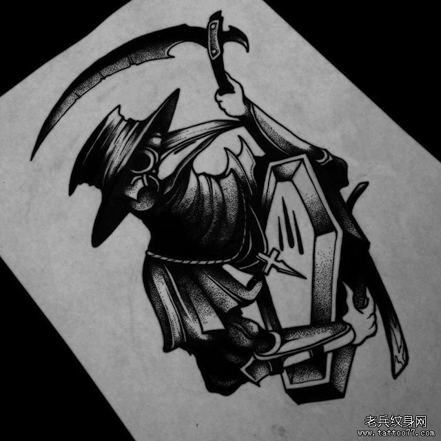 鸟镰刀纹身图案