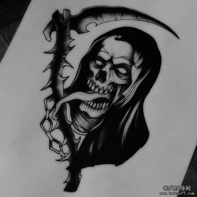 死神镰刀纹身图案