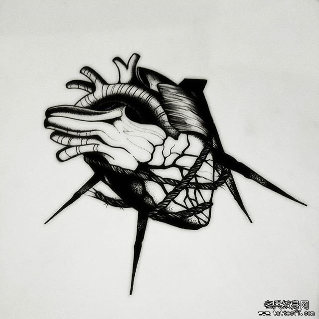 绳子心脏纹身图案