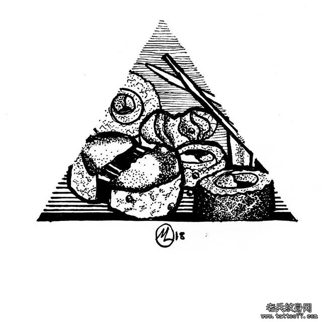 几何食物纹身图案