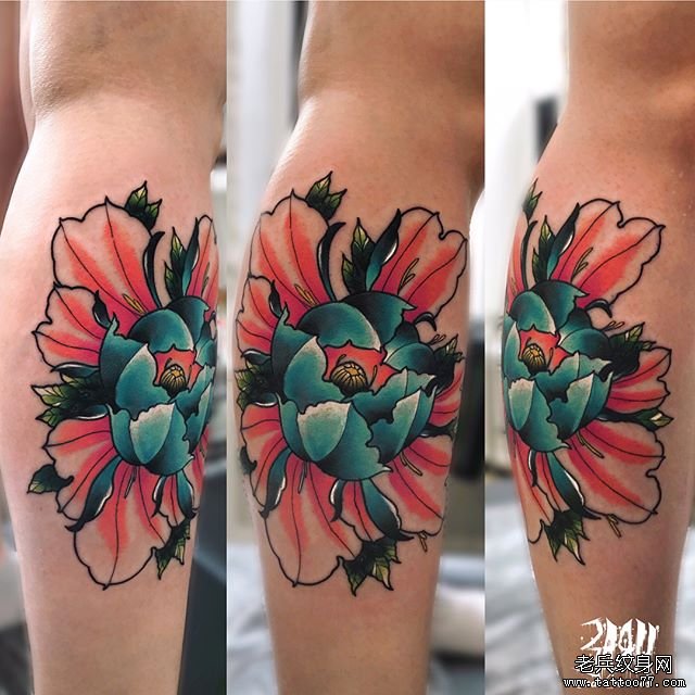 腿部花纹身图案
