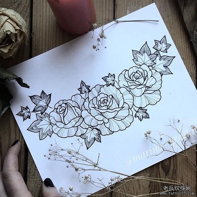 花朵纹身手稿