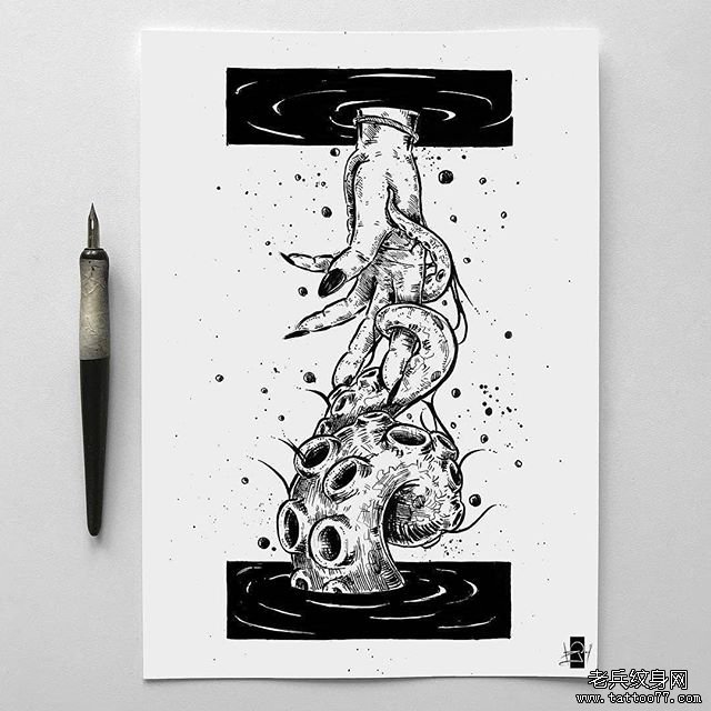 手章鱼纹身图案
