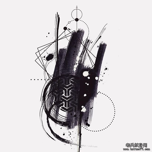 黑灰水墨纹身图案