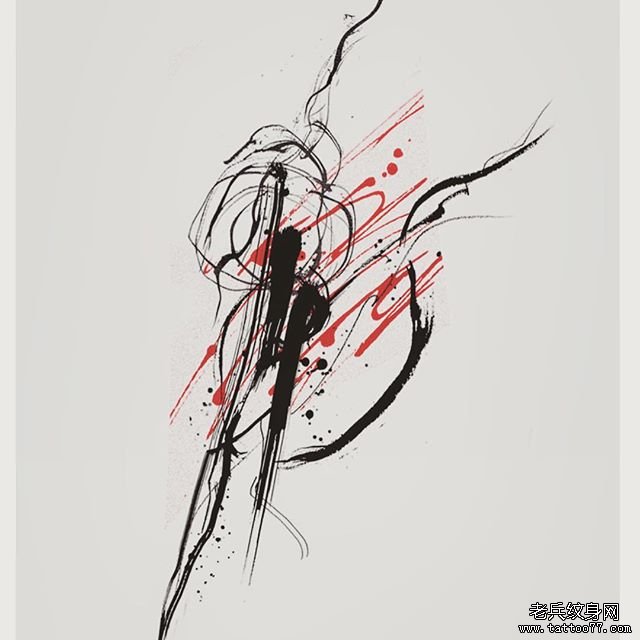 黑灰水墨纹身图案