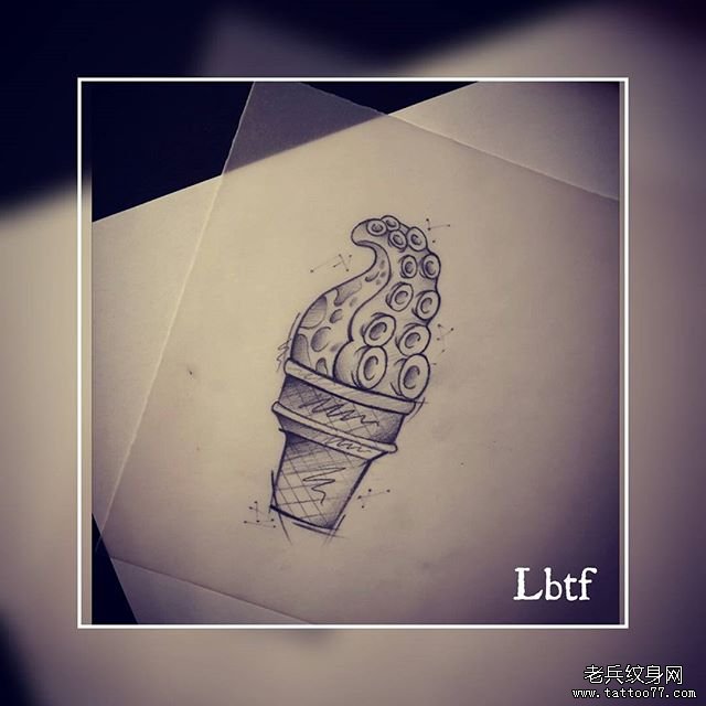 小清新冰淇淋纹身手稿