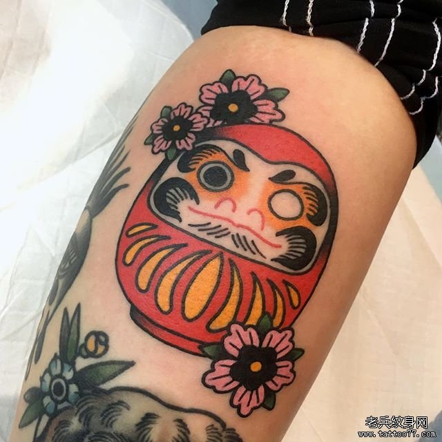 色彩达摩手臂纹身图案