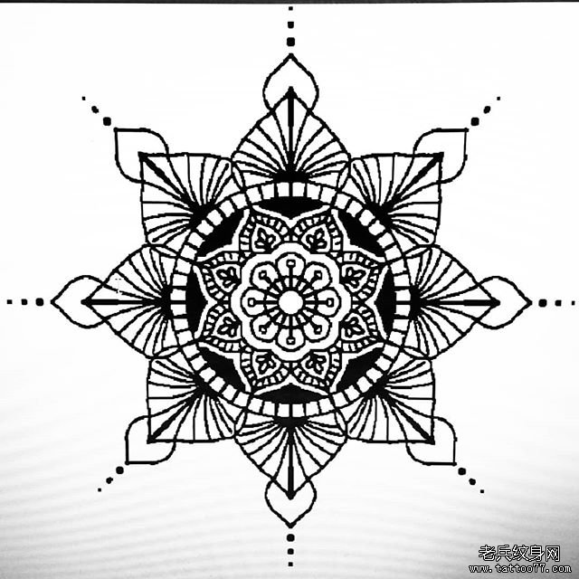 线条梵花纹身手稿
