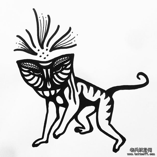 简笔画猴子纹身手稿