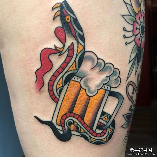 oldschool蛇纹身图案