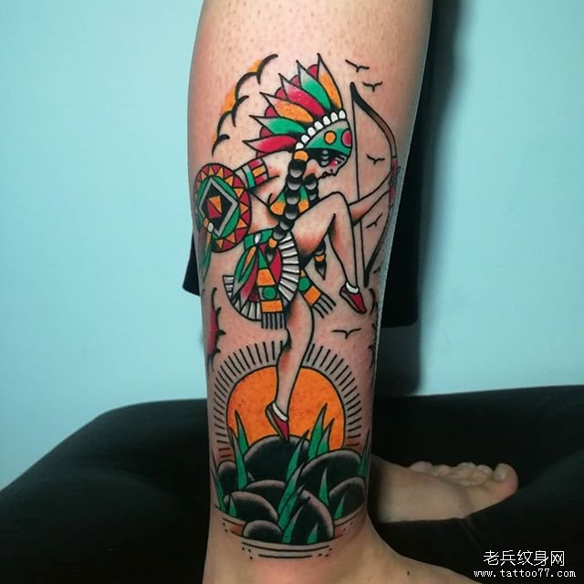 school印第安女人纹身图案