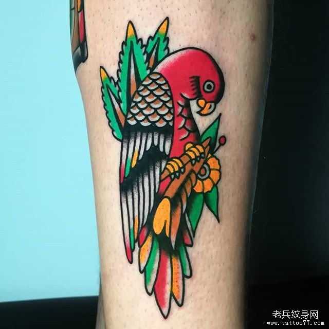 school鸟纹身图案