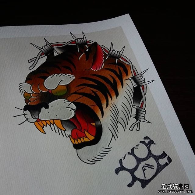 school老虎纹身手稿