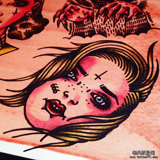 个性女人头像纹身手稿