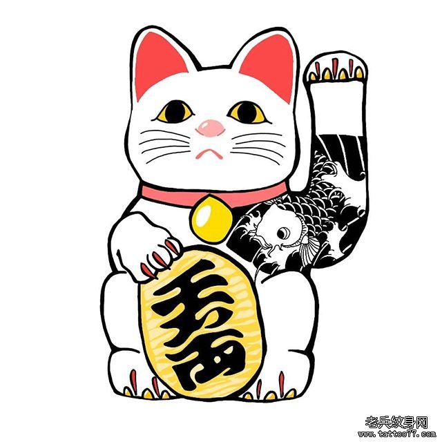 school招财猫纹身手稿