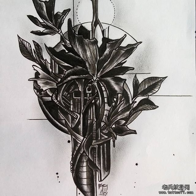 个性花纹身手稿