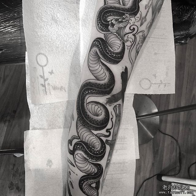 花臂蛇纹身图案